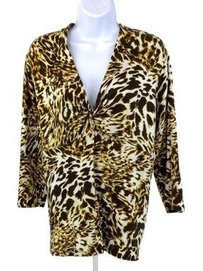 Jones New York Signature Leopard Print Plus Size Women's Blouse Size 2X